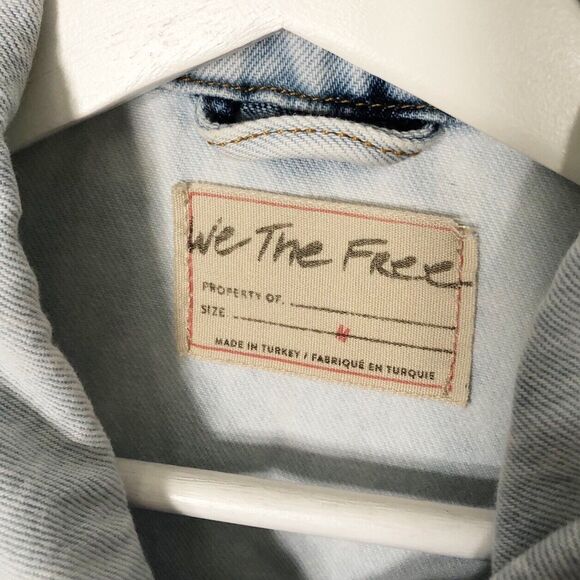 Free People Medium Destroyed Long and Lean Trucker Jacket Oversize OB1305529 - Picture 6 of 12